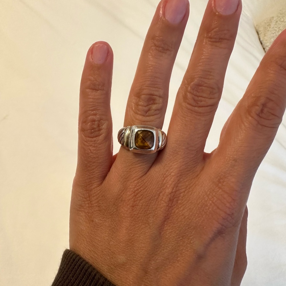 David Yurman Ring- Citrine on sterling band with gold accents size 6.5